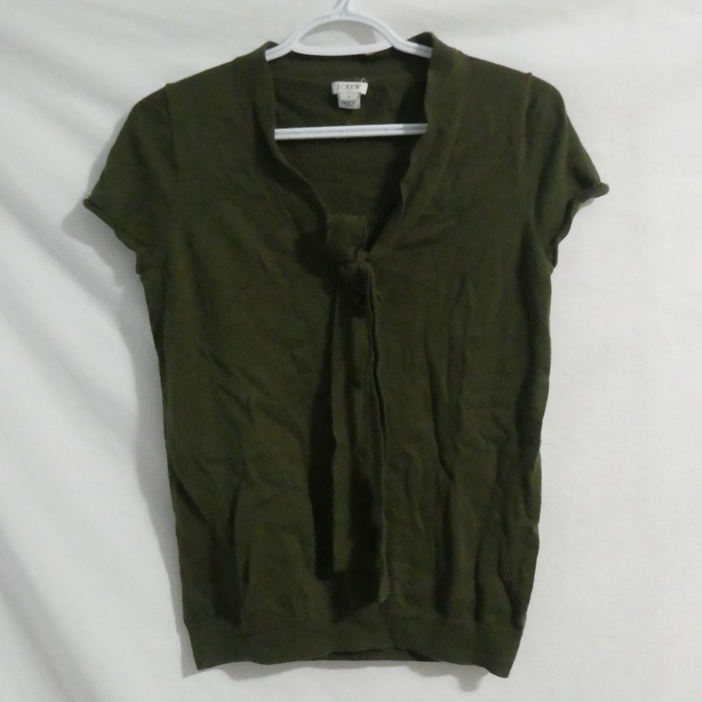 J. CREW | small | Casual Olive Green Tie-Front T-Shirt | NWOT